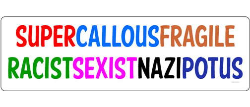 Supercallousfragile racistsexistnazipotus - 3" x 10"  Bumper Sticker--Car Magnet- -  Decal Bumper Sticker-liberal Bumper Sticker Car Magnet Supercallousfragileracistsexistnazipotus-  Decal for carsanti trump, funny anti trump, impeach trump, resist