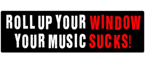 Roll up your window. Your music sucks - 2 PACK Mini Sticker-s  -  Mini-Sticker-s MiniSticker-shelmet-mini stickers Roll up your window. Your music sucks- sticker set for helmetshelmet, small