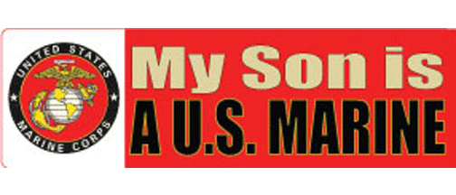 My Son is a US Marine - 3" x 10" Bumper Sticker--Car Magnet- -  Decal Bumper Sticker-patriotic Bumper Sticker Car Magnet My Son is a US Marine-  Decal for carsamerican flag, marine, military, patriot, patriotic, stars and stripes, vet, veteran