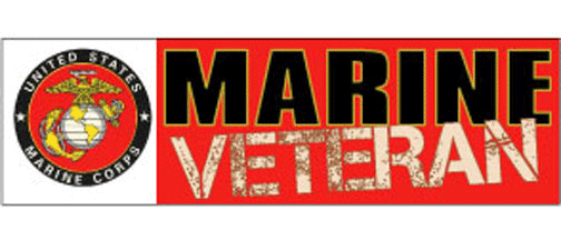 Marine Veteran - 3" x 10" Bumper Sticker--Car Magnet- -  Decal Bumper Sticker-patriotic Bumper Sticker Car Magnet Marine Veteran-   Decal for carsamerican flag, armed forces, marine, military, soldier, stars and stripes, vet, veteran