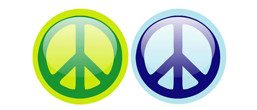 Two round peace signs (green & blue) - 4.25" x 4.25" Bumper Sticker-s -  Decal Bumper Sticker-peace Bumper Sticker Car Magnet Two round peace signs (green & blue)-  Decal for carsliberal, peace, political