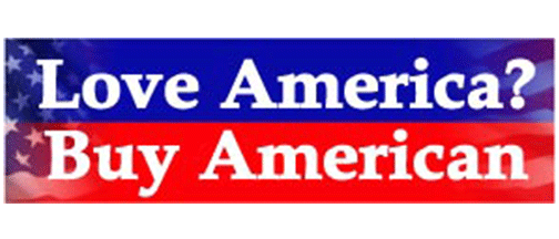 Love America? Buy American! - 3" x 10" Bumper Sticker--Car Magnet- -  Decal Bumper Sticker-political Bumper Sticker Car Magnet Love America? Buy American!-  Decal for carsamerican flag, patriot, patriotic, stars and stripes